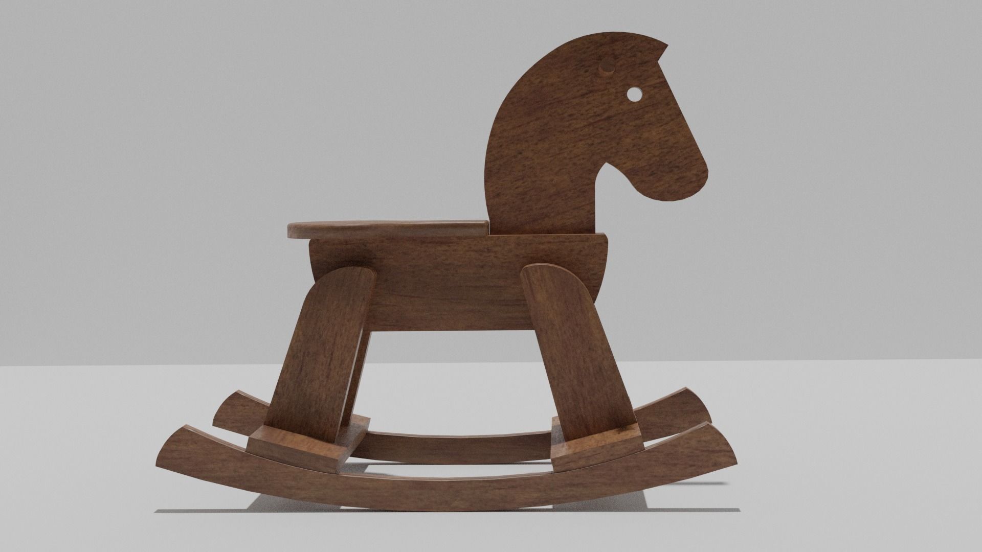 Wooden Rocking Horse Low-poly 3D model_7