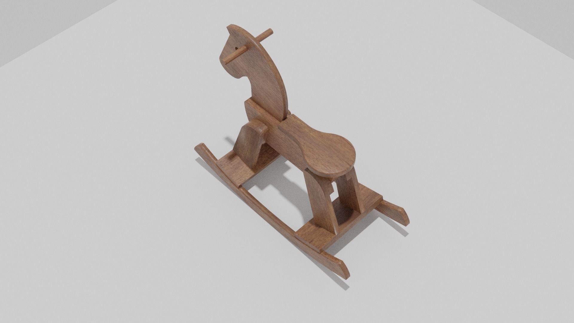Wooden Rocking Horse Low-poly 3D model_3