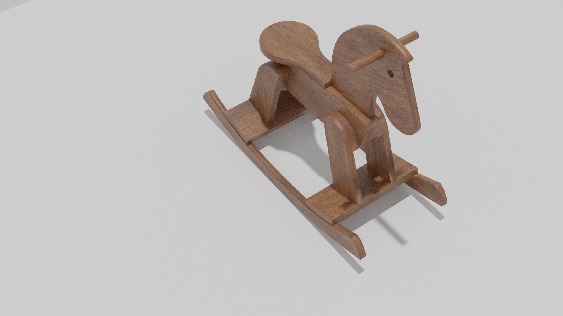 Wooden Rocking Horse Low-poly 3D model_5