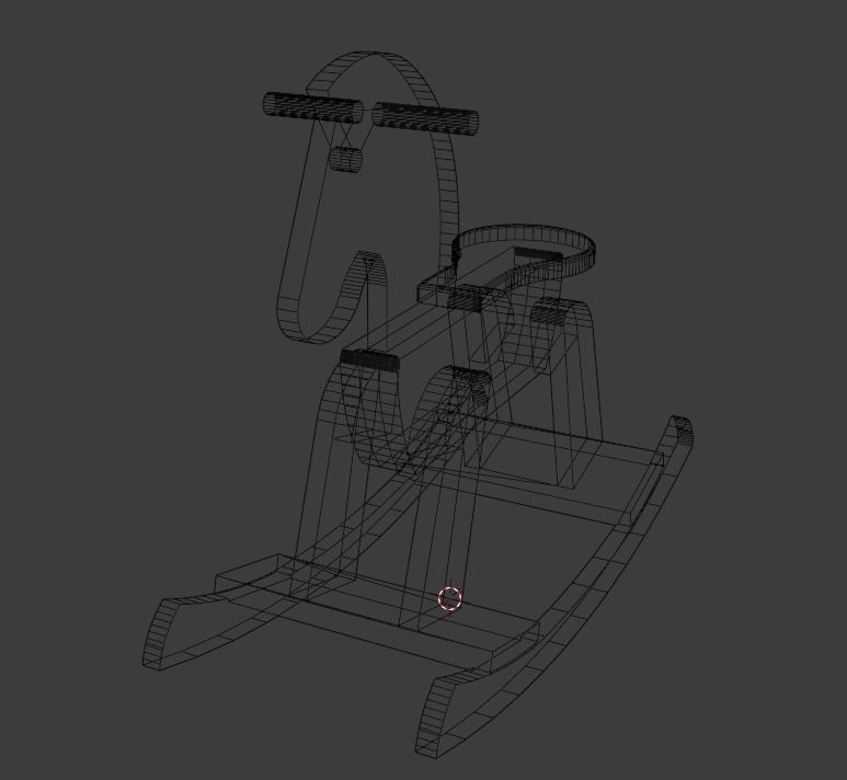 Wooden Rocking Horse Low-poly 3D model_13