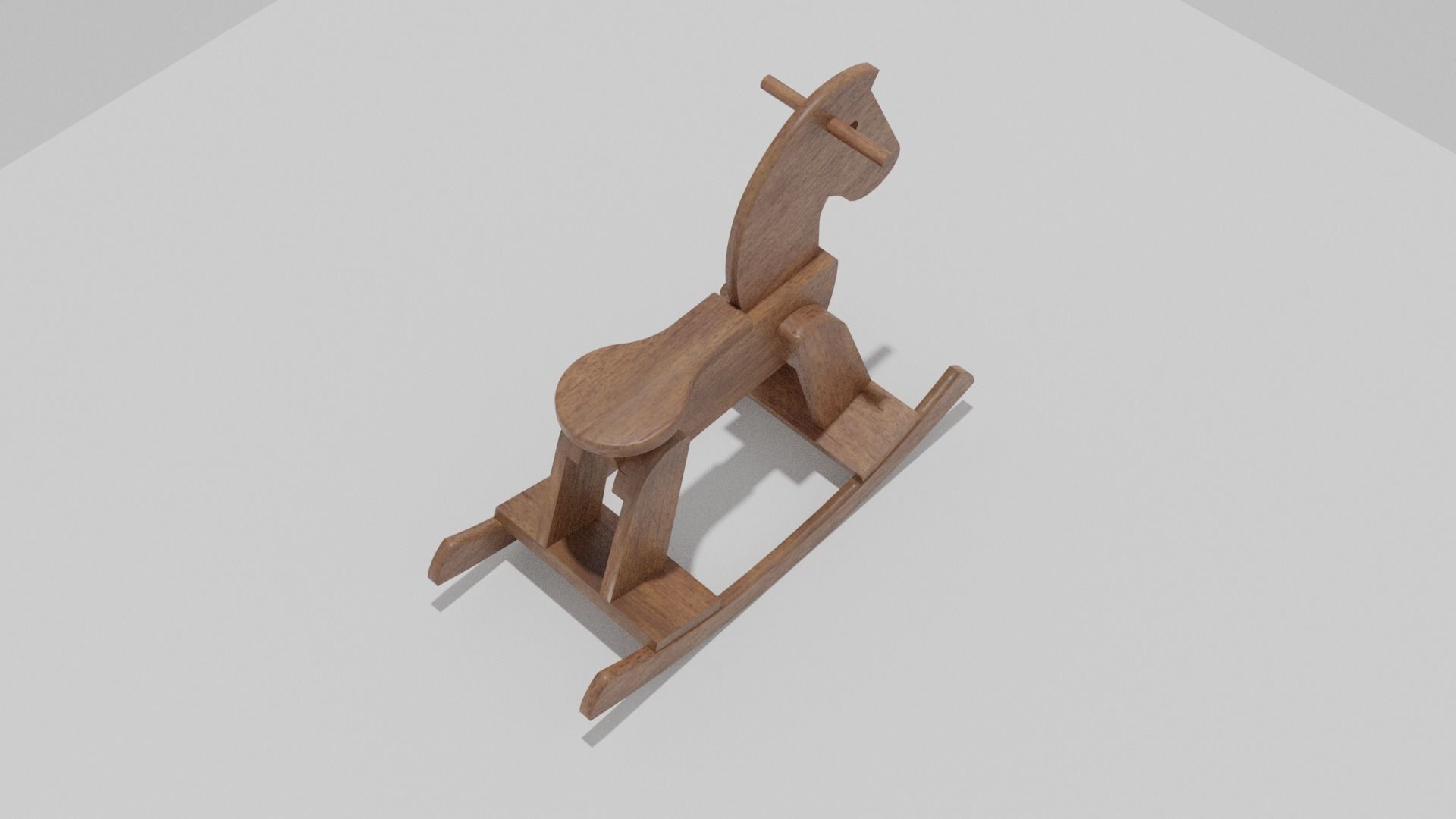 Wooden Rocking Horse Low-poly 3D model_2
