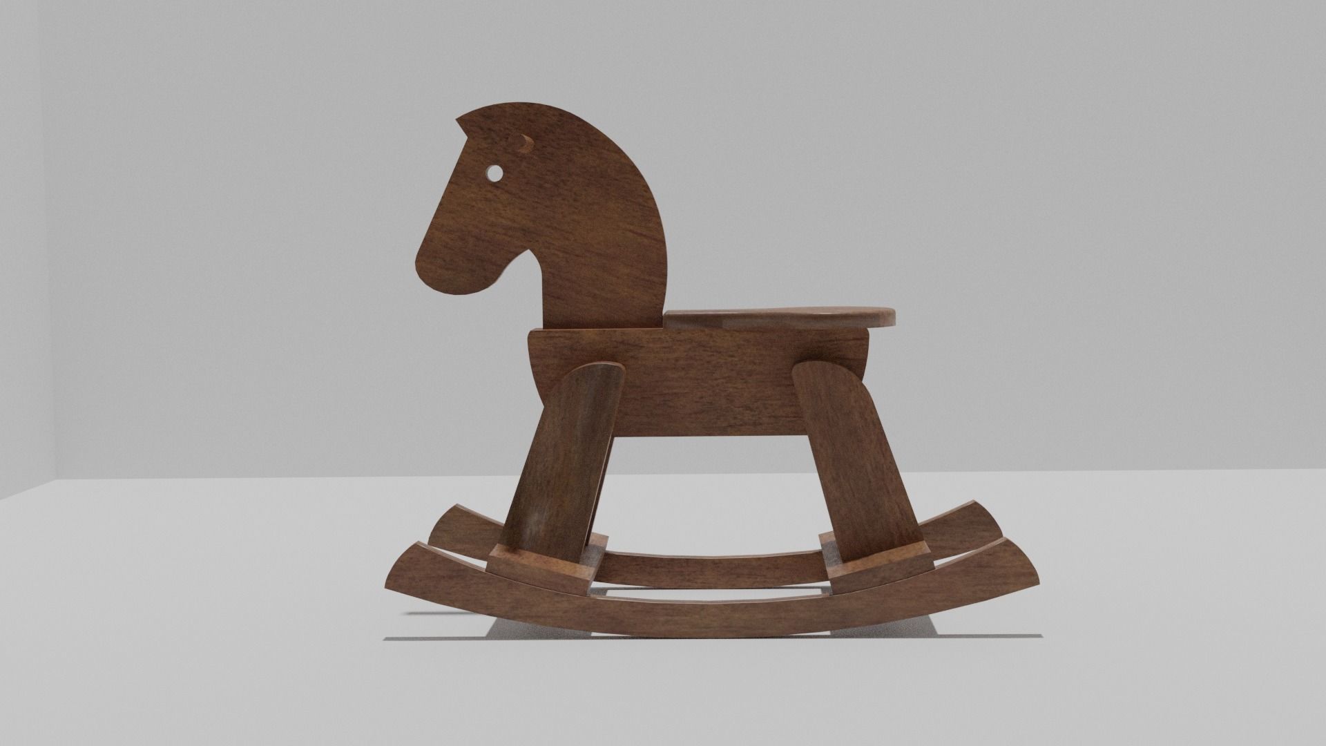 Wooden Rocking Horse Low-poly 3D model_6