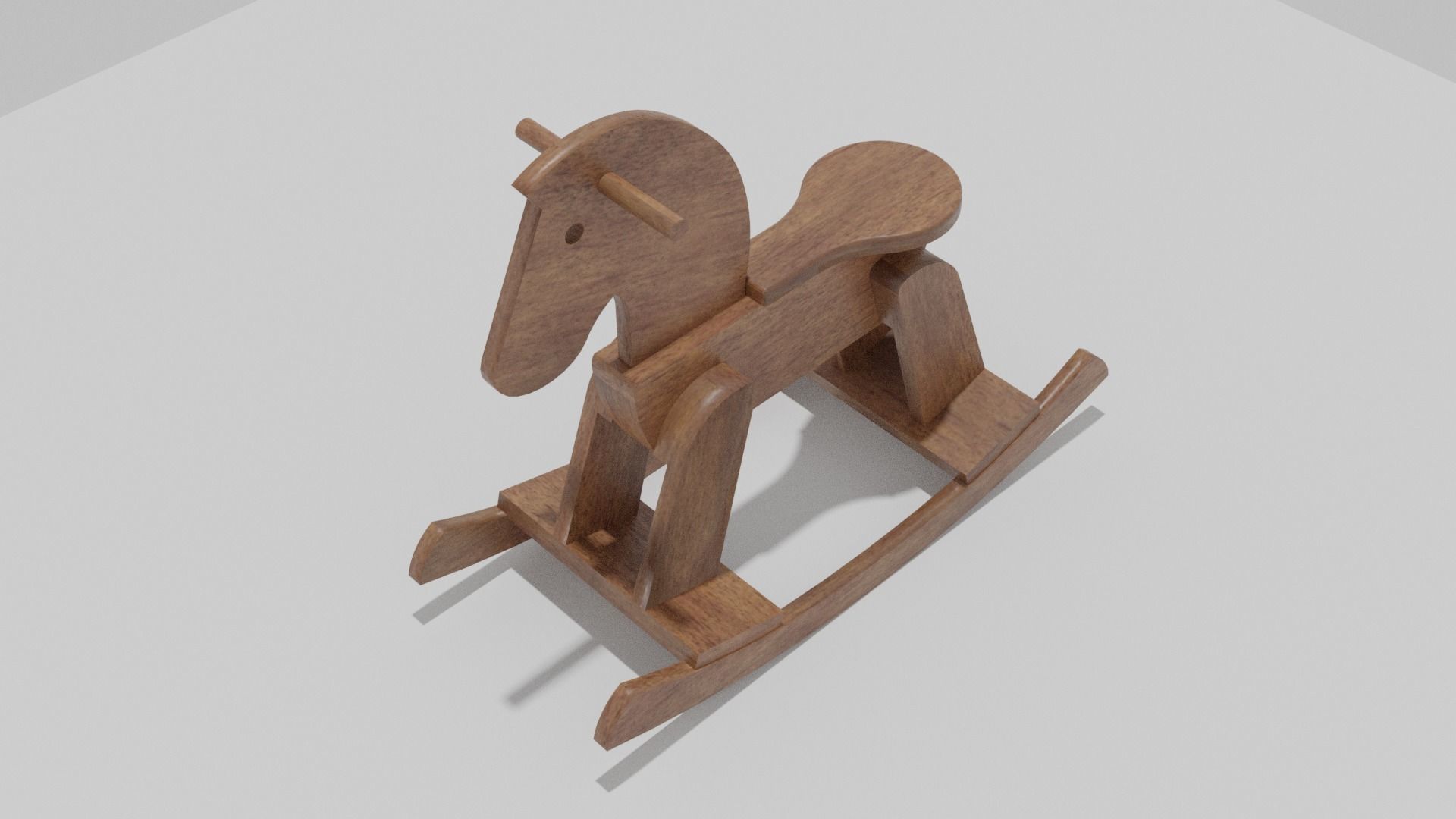 Wooden Rocking Horse Low-poly 3D model_1