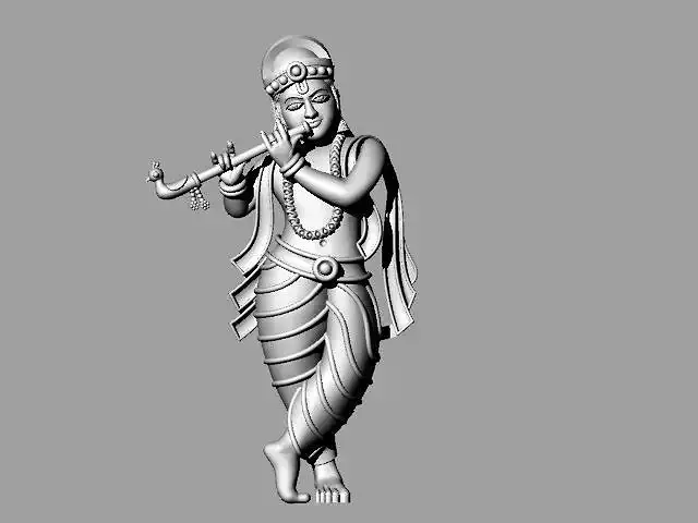 krishna 3d model golden statue of man playing flute