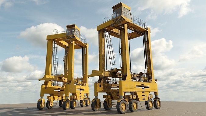 Harbor Straddle Crane Low-poly 3D model