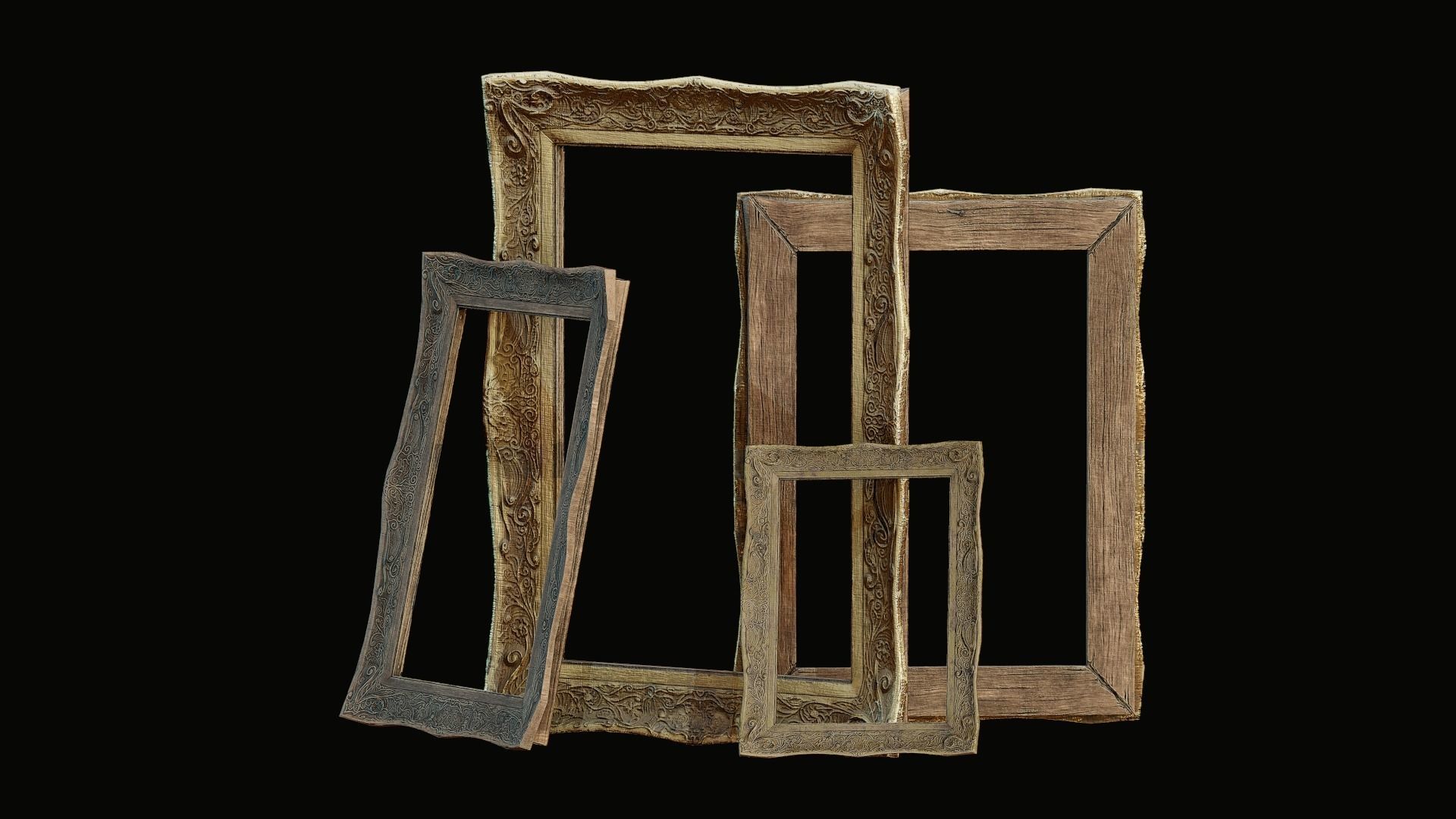 Old Picture frame Low-poly 3D model_12