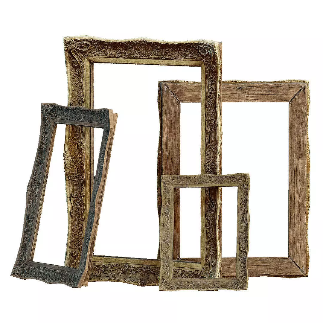 Old Picture frame Low-poly 3D model_0