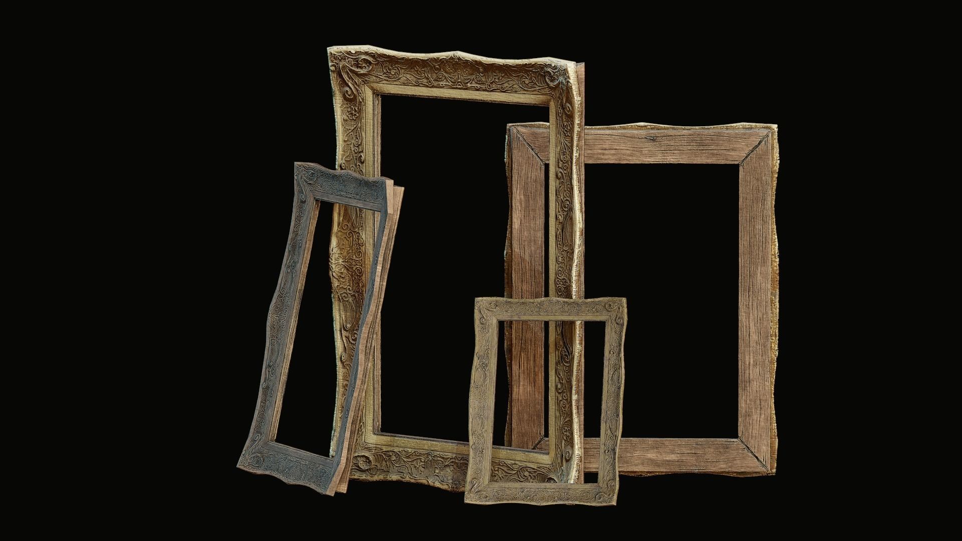 Old Picture frame Low-poly 3D model_11