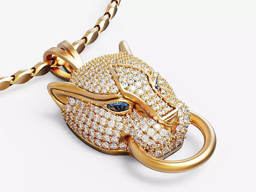 Tiger head pendant Silver Gold  Print 3D print model_0