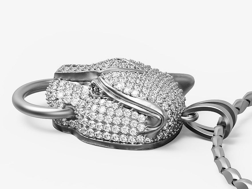 Tiger head pendant Silver Gold  Print 3D print model_9