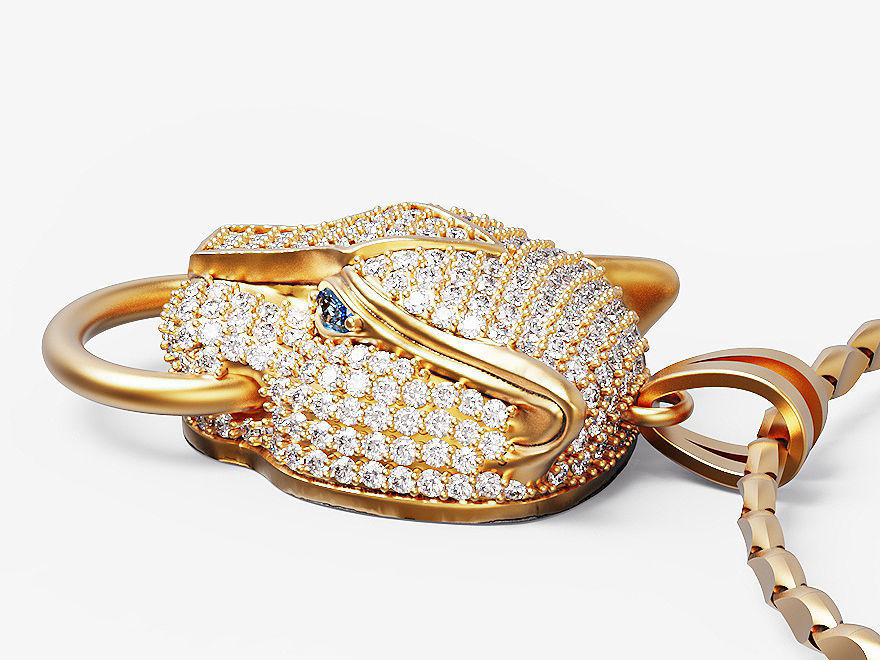 Tiger head pendant Silver Gold  Print 3D print model_1