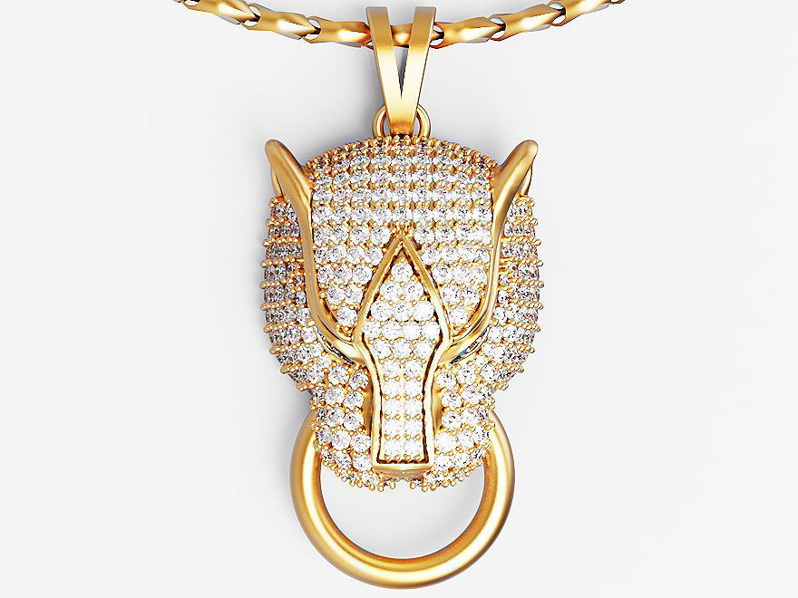 Tiger head pendant Silver Gold  Print 3D print model_3