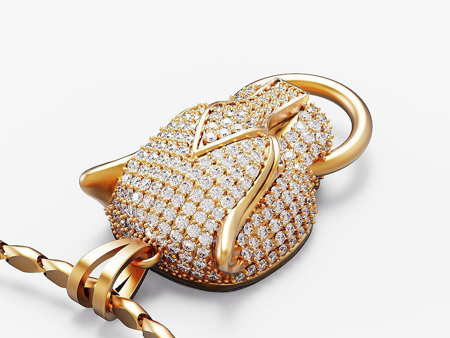 Tiger head pendant Silver Gold  Print 3D print model_2