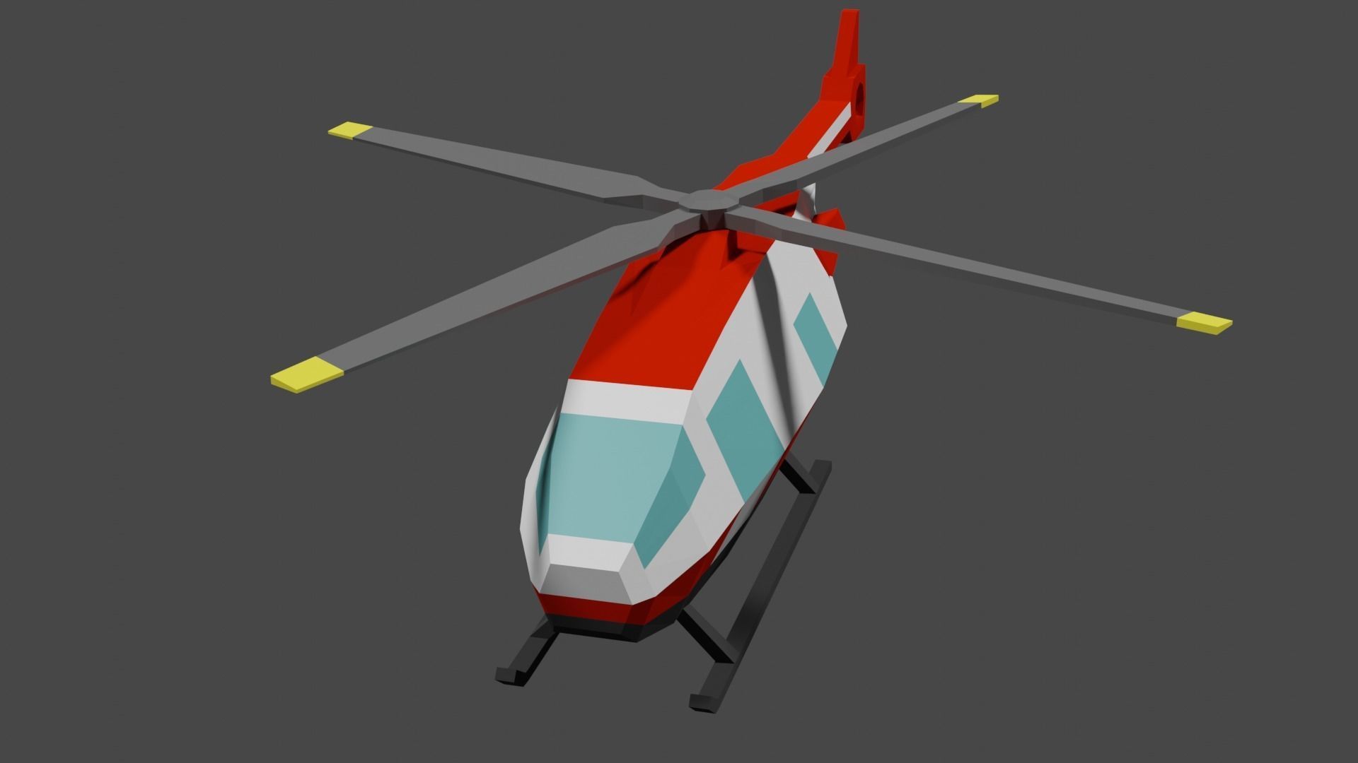 Lowpoly Helicopter Low-poly 3D model_17