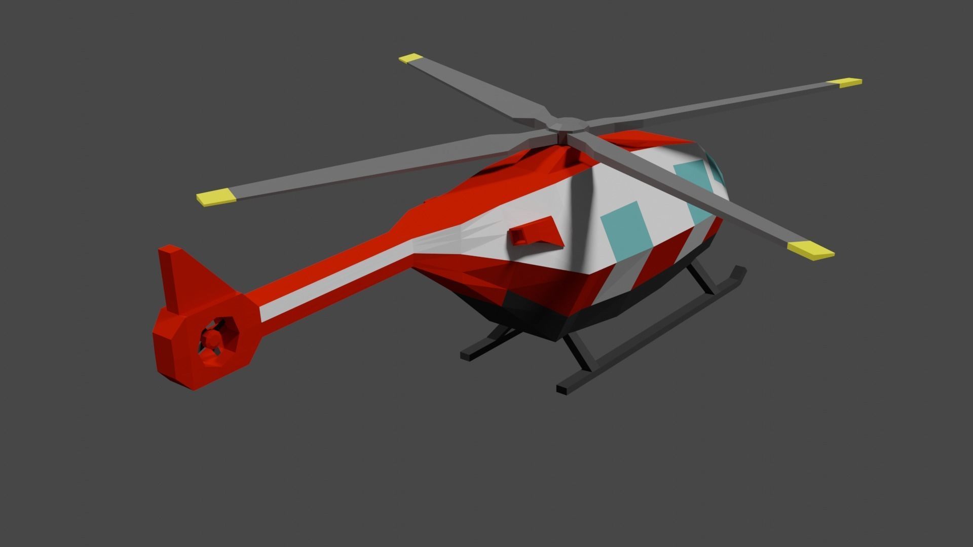 Lowpoly Helicopter Low-poly 3D model_11