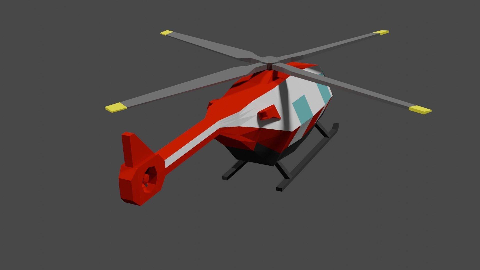 Lowpoly Helicopter Low-poly 3D model_10