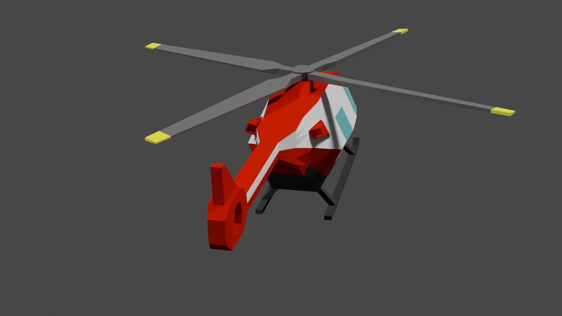 Lowpoly Helicopter Low-poly 3D model_9