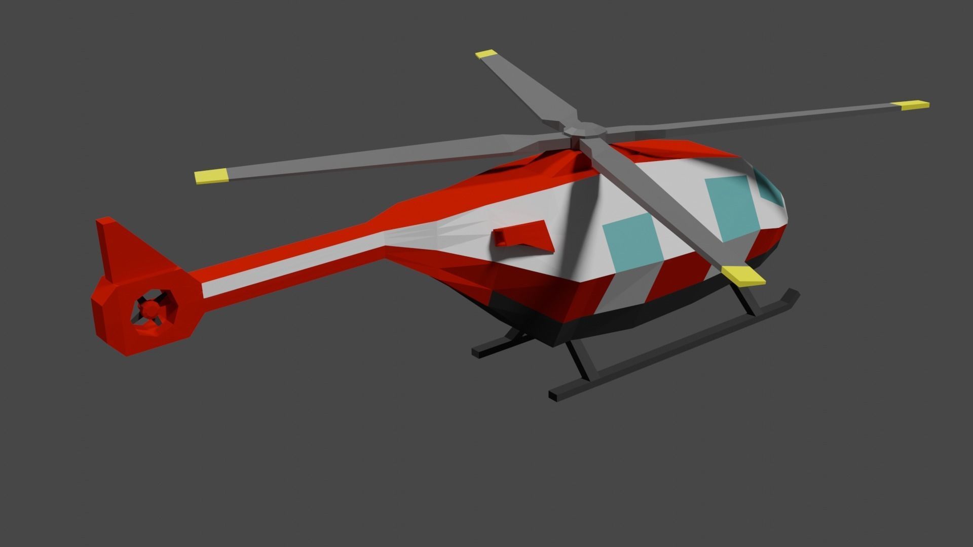Lowpoly Helicopter Low-poly 3D model_12