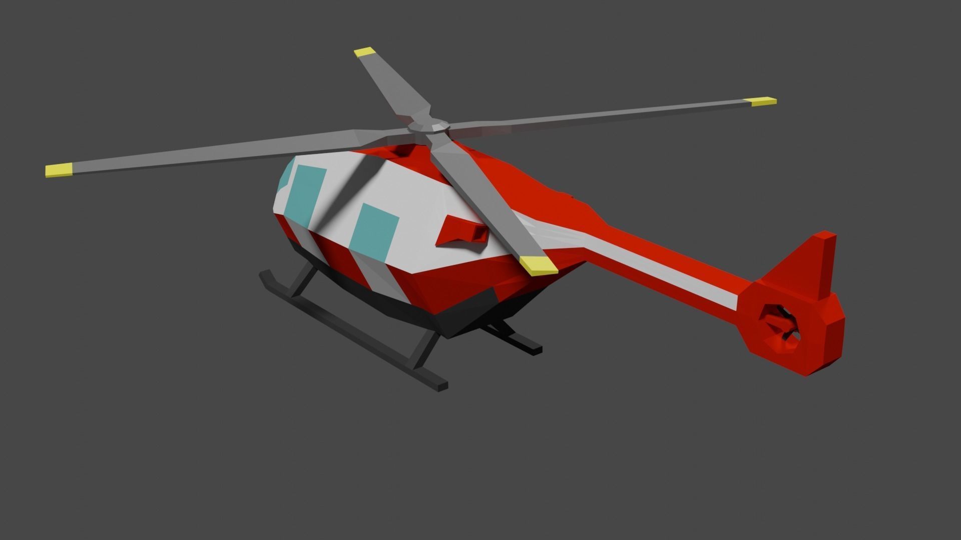 Lowpoly Helicopter Low-poly 3D model_6