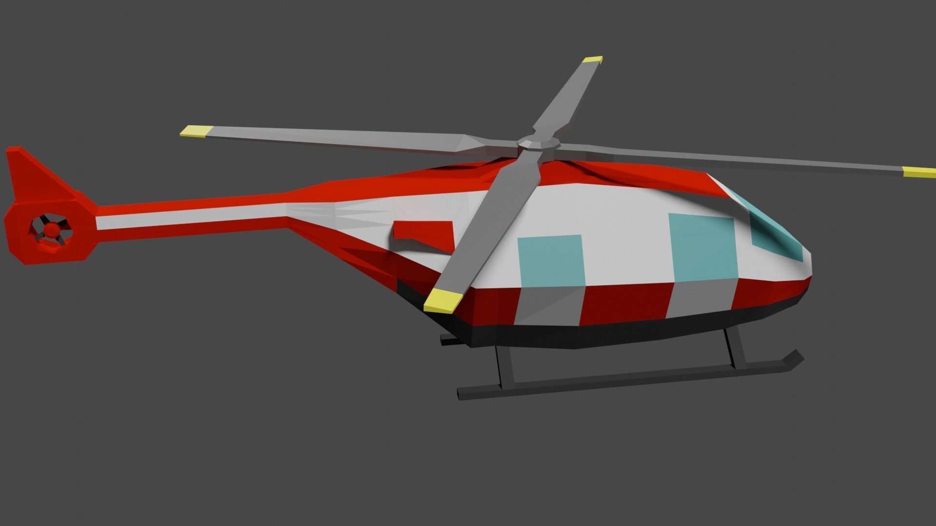 Lowpoly Helicopter Low-poly 3D model_14