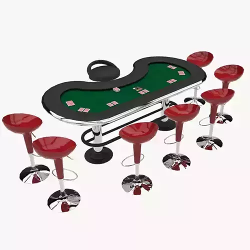 Poker Equipment - Poker Table and Chips Low-poly 3D model