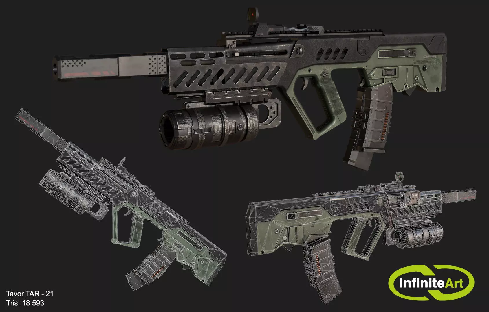 TAR-21 gun Low-poly 3D model_0