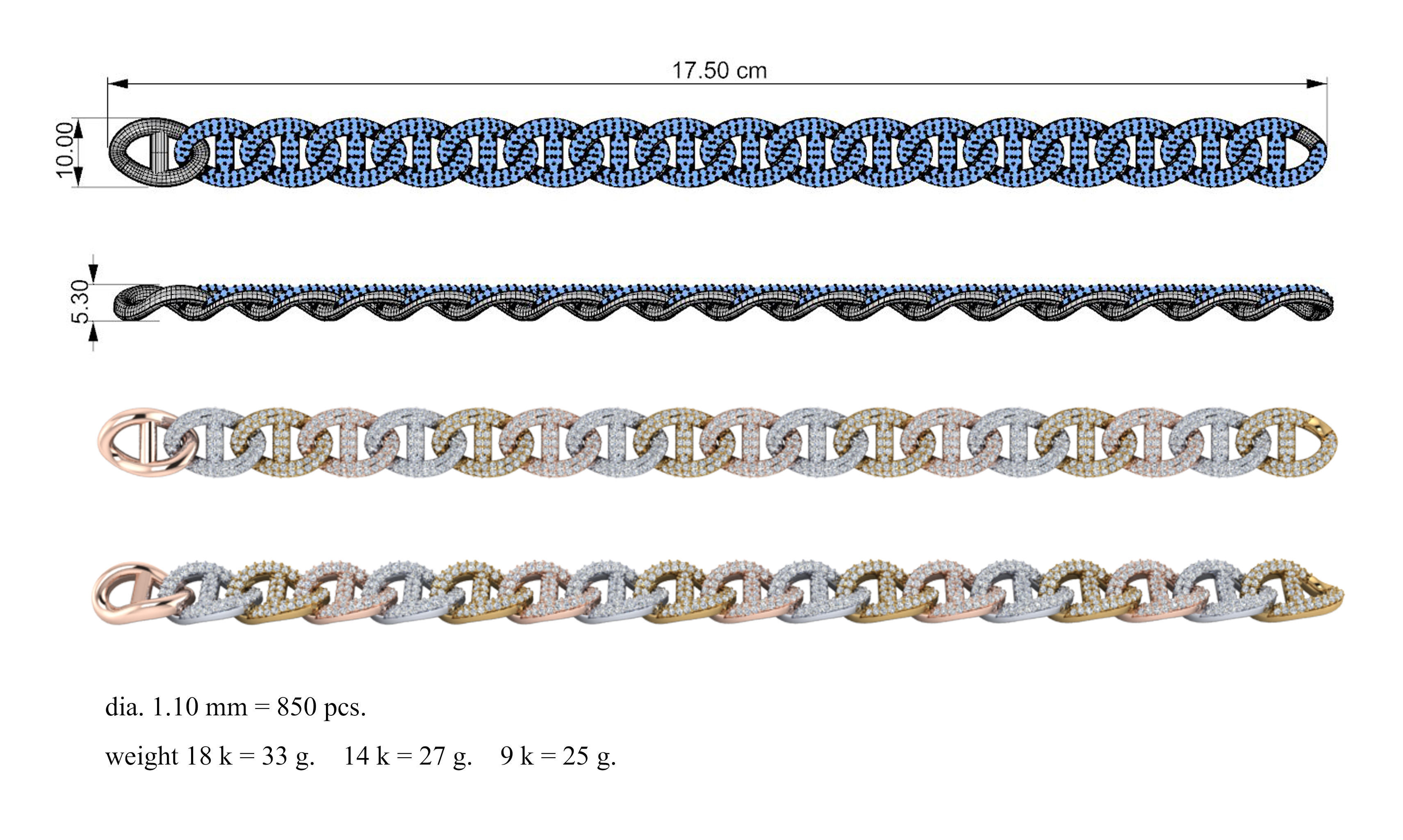 hermes bracelet 3D print model_2