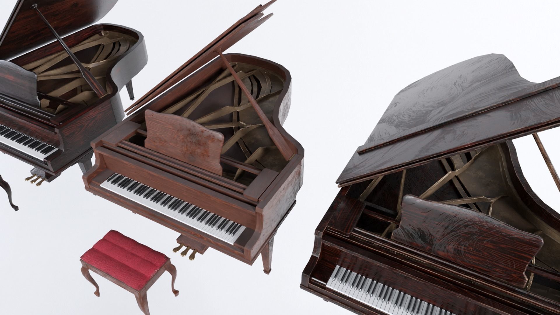 Grand Piano Low-poly 3D model_3