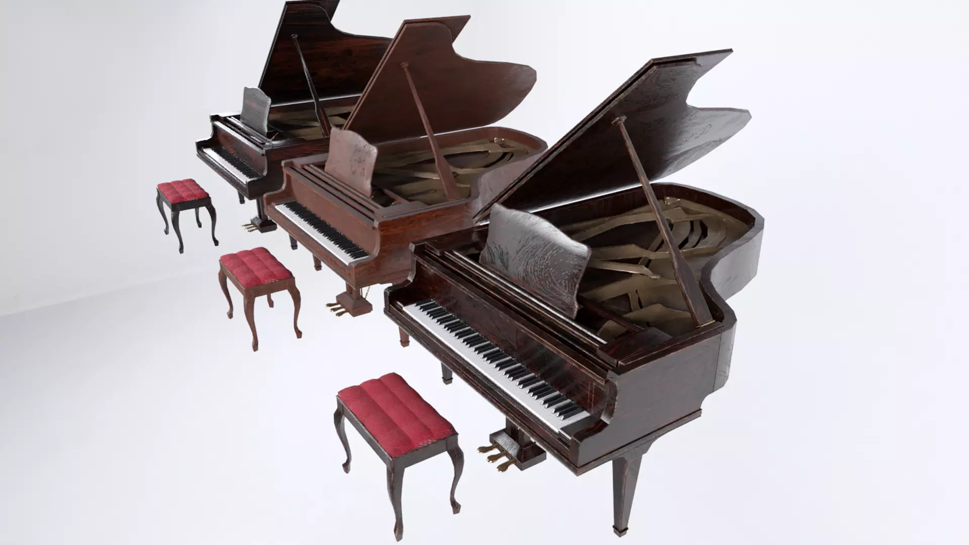 Grand Piano Low-poly 3D model_0