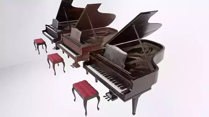 Grand Piano Low-poly 3D model