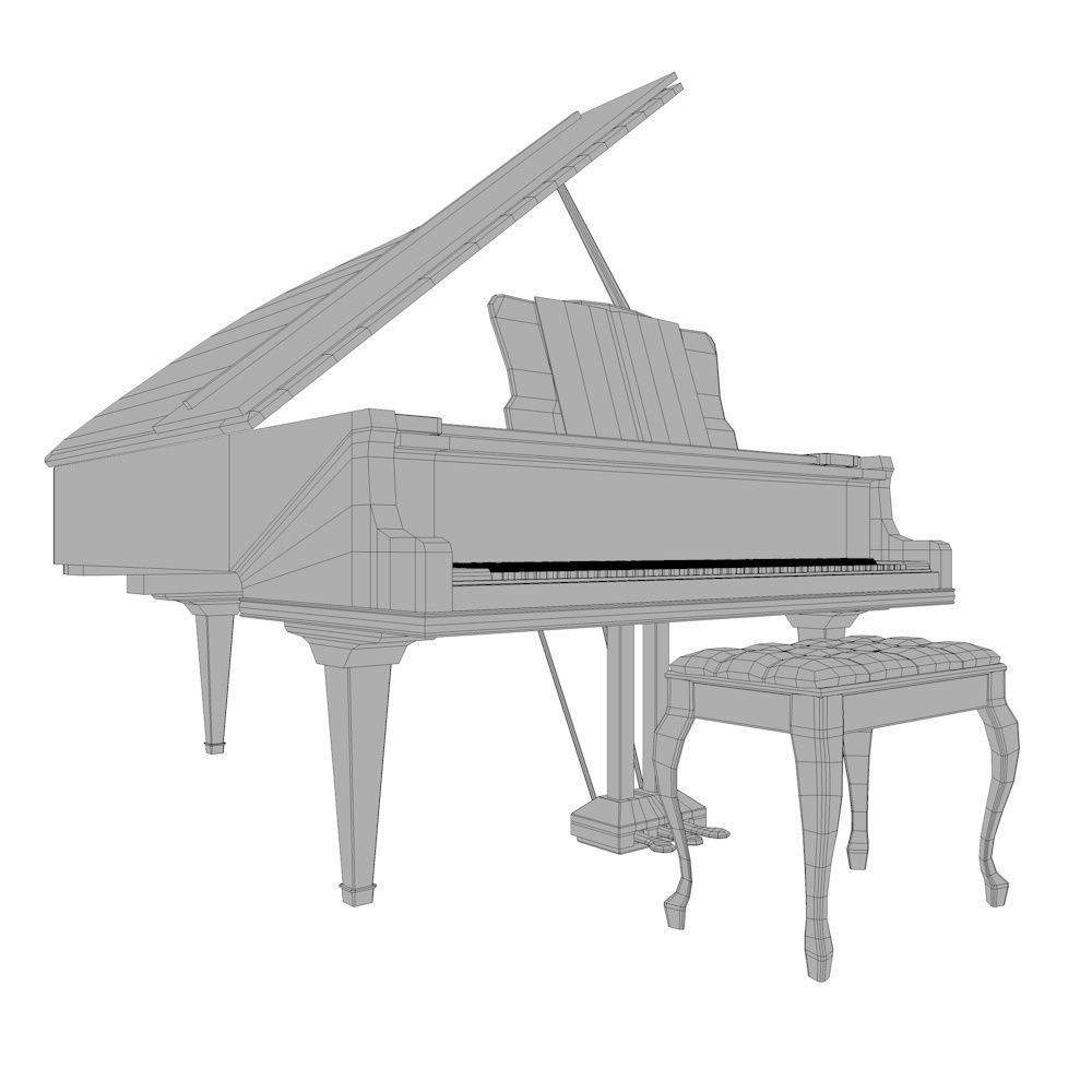 Grand Piano Low-poly 3D model_5