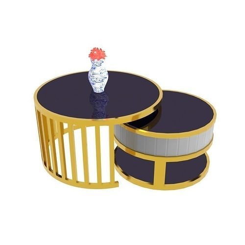 Table coffee in gold with vase on top Low-poly 3D model
