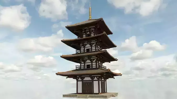 Pagoda japanese Low-poly 3D model