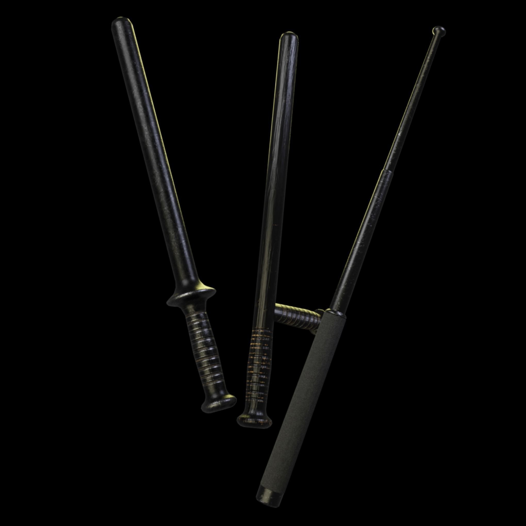 Tactical Batons  Low-poly 3D model_1