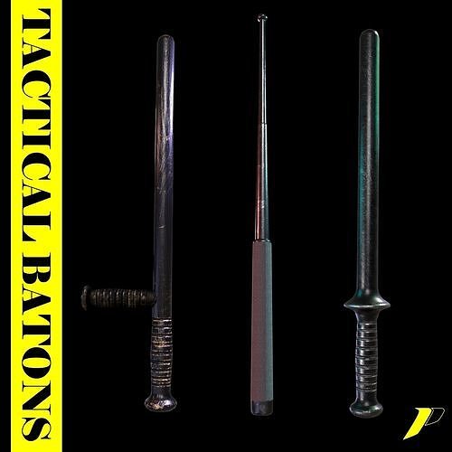 Tactical Batons  Low-poly 3D model