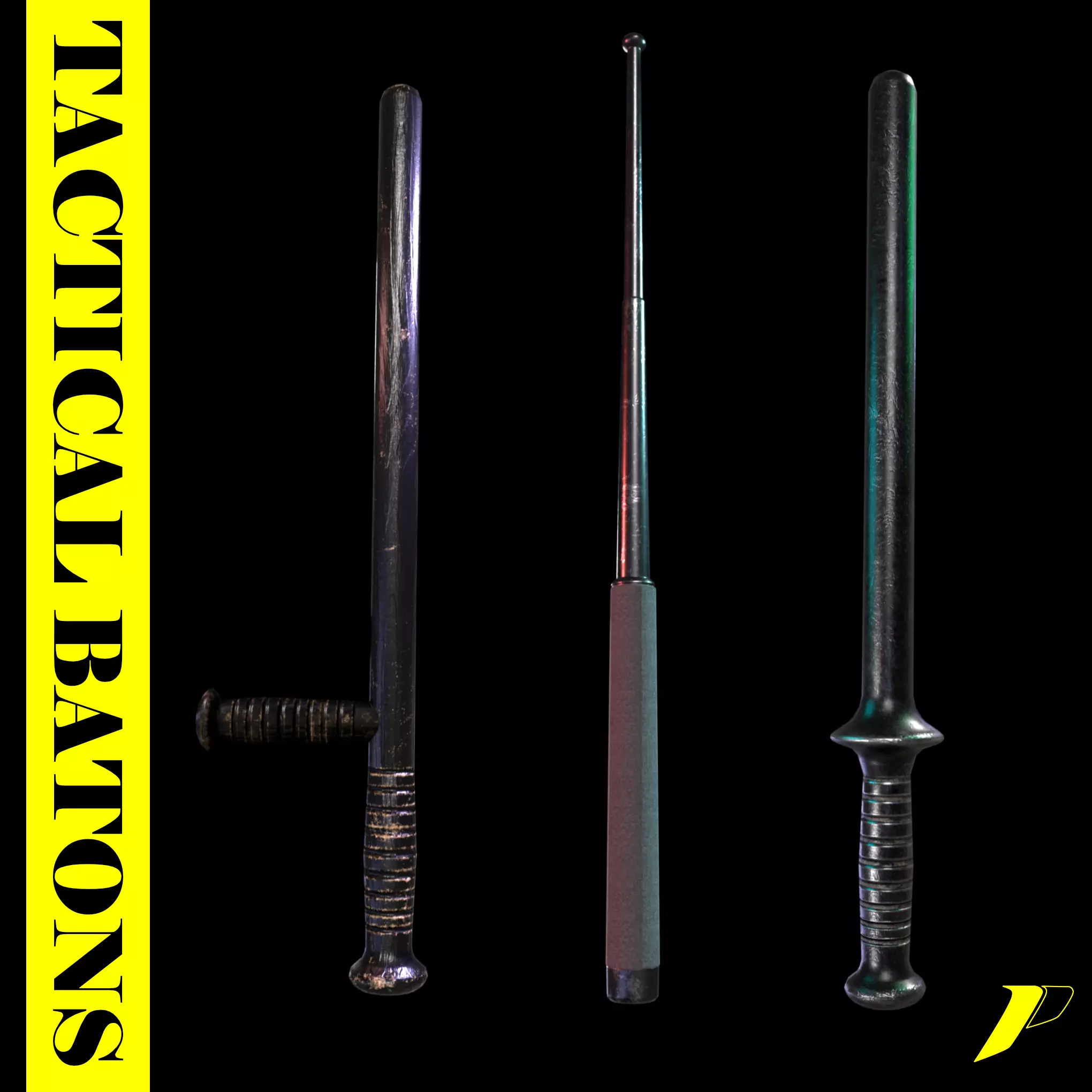 Tactical Batons  Low-poly 3D model_0