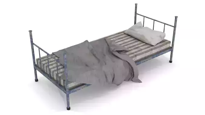 Old Dirty Single Bed Low-poly 3D model