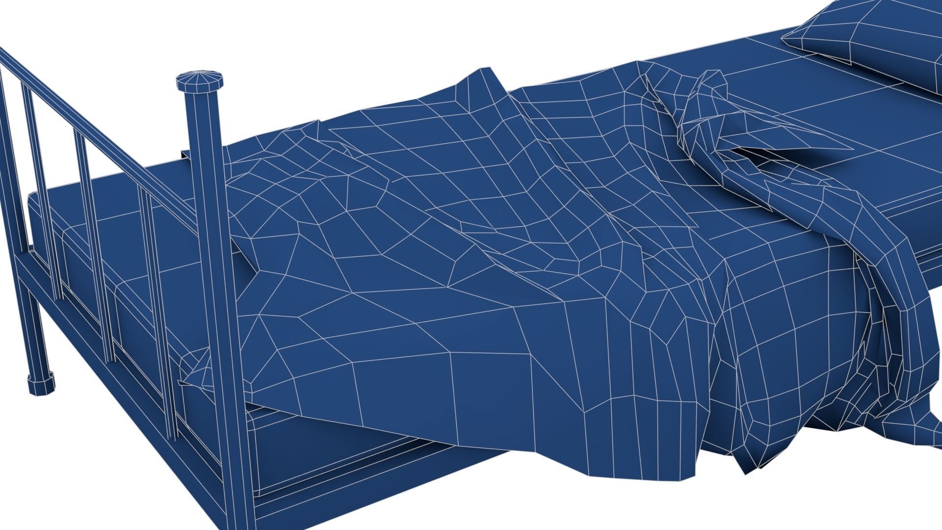 Old Dirty Single Bed Low-poly 3D model_29