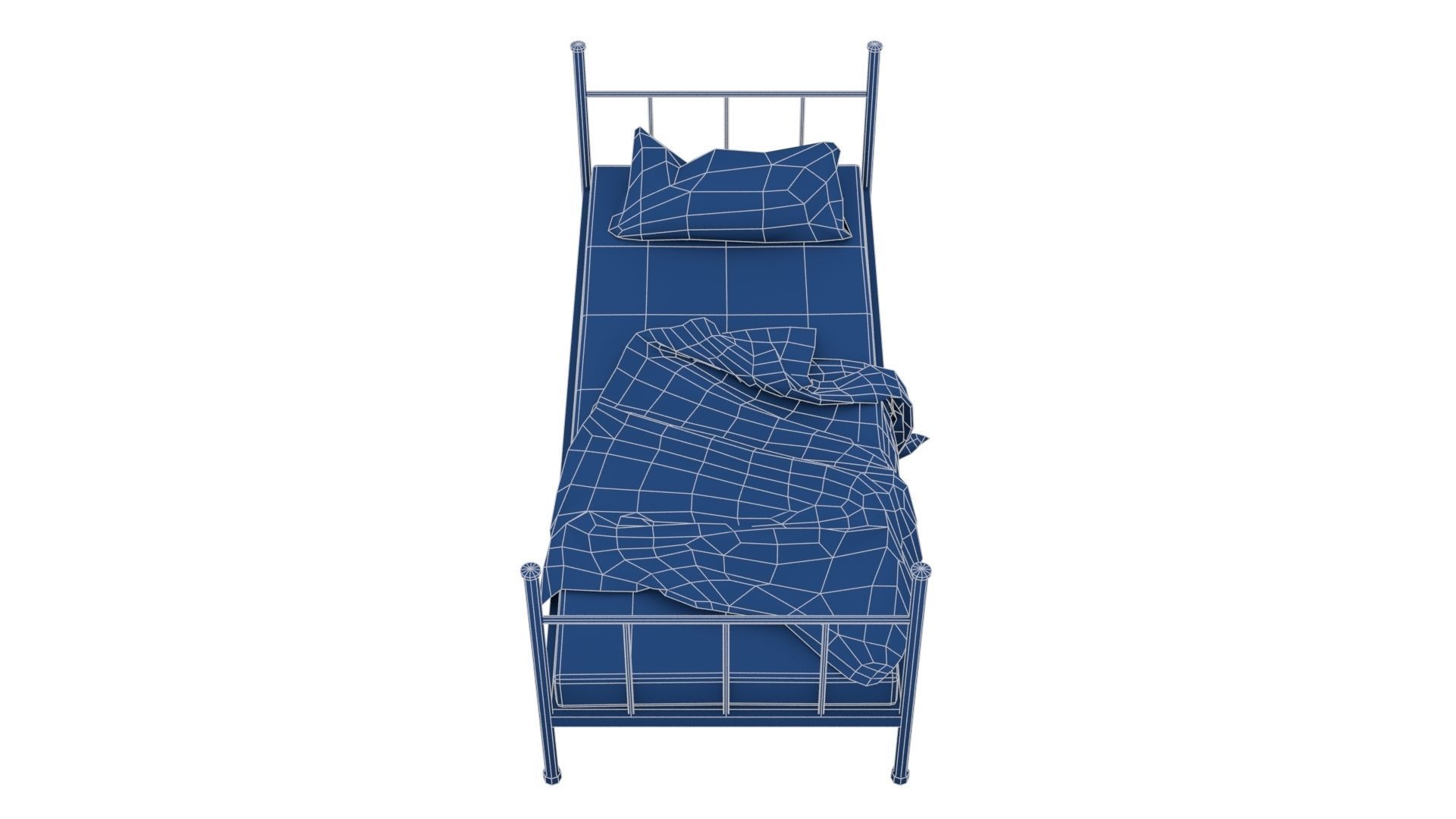 Old Dirty Single Bed Low-poly 3D model_25