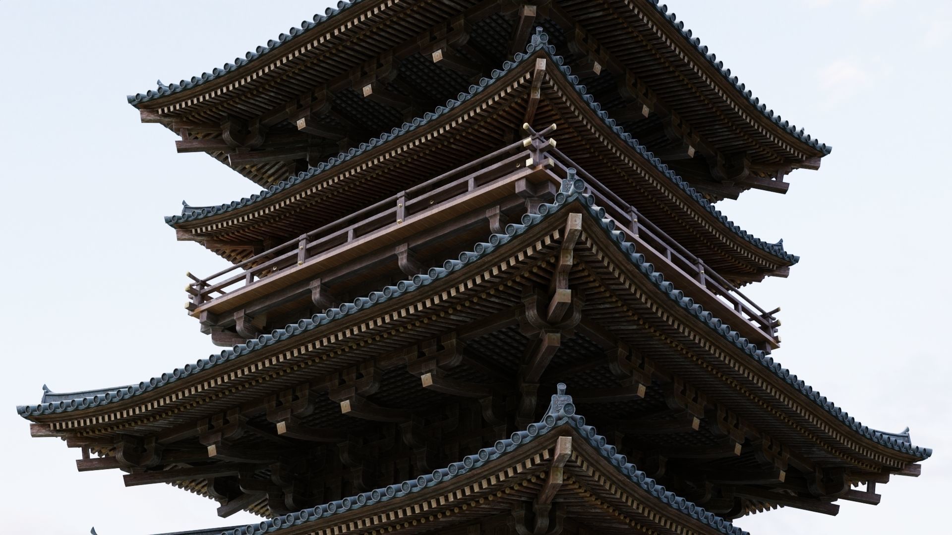 Japanese Modular Pagoda 2 Low-poly 3D model_15