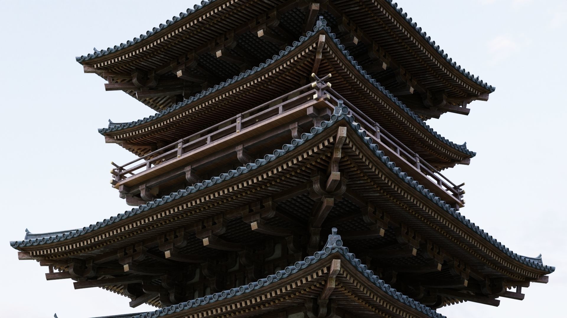 Japanese Modular Pagoda 2 Low-poly 3D model_14