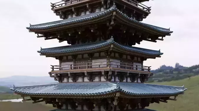 Japanese Modular Pagoda 2 Low-poly 3D model