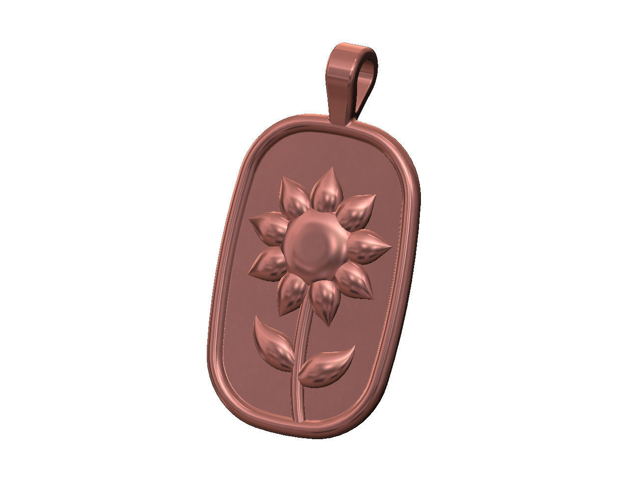Sunflower relief pendant and charm 3D print model_10