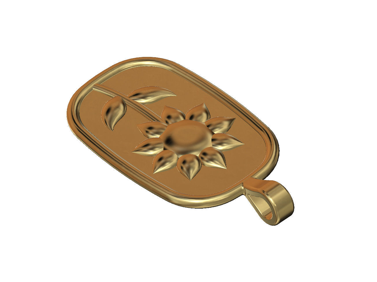 Sunflower relief pendant and charm 3D print model_3