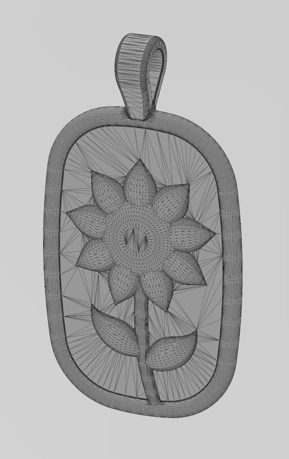 Sunflower relief pendant and charm 3D print model_12