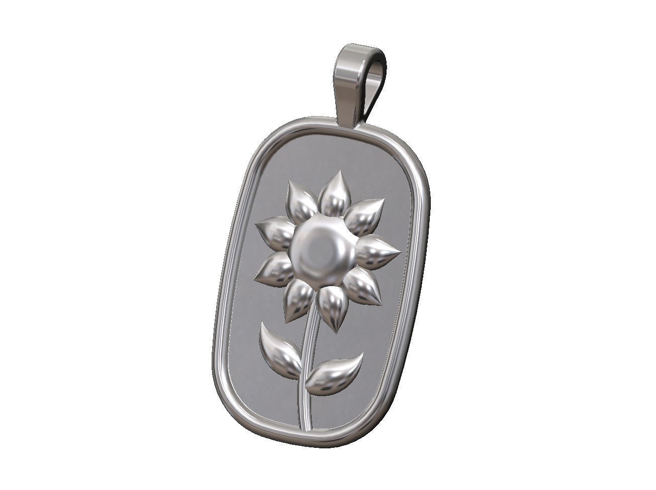 Sunflower relief pendant and charm 3D print model_9