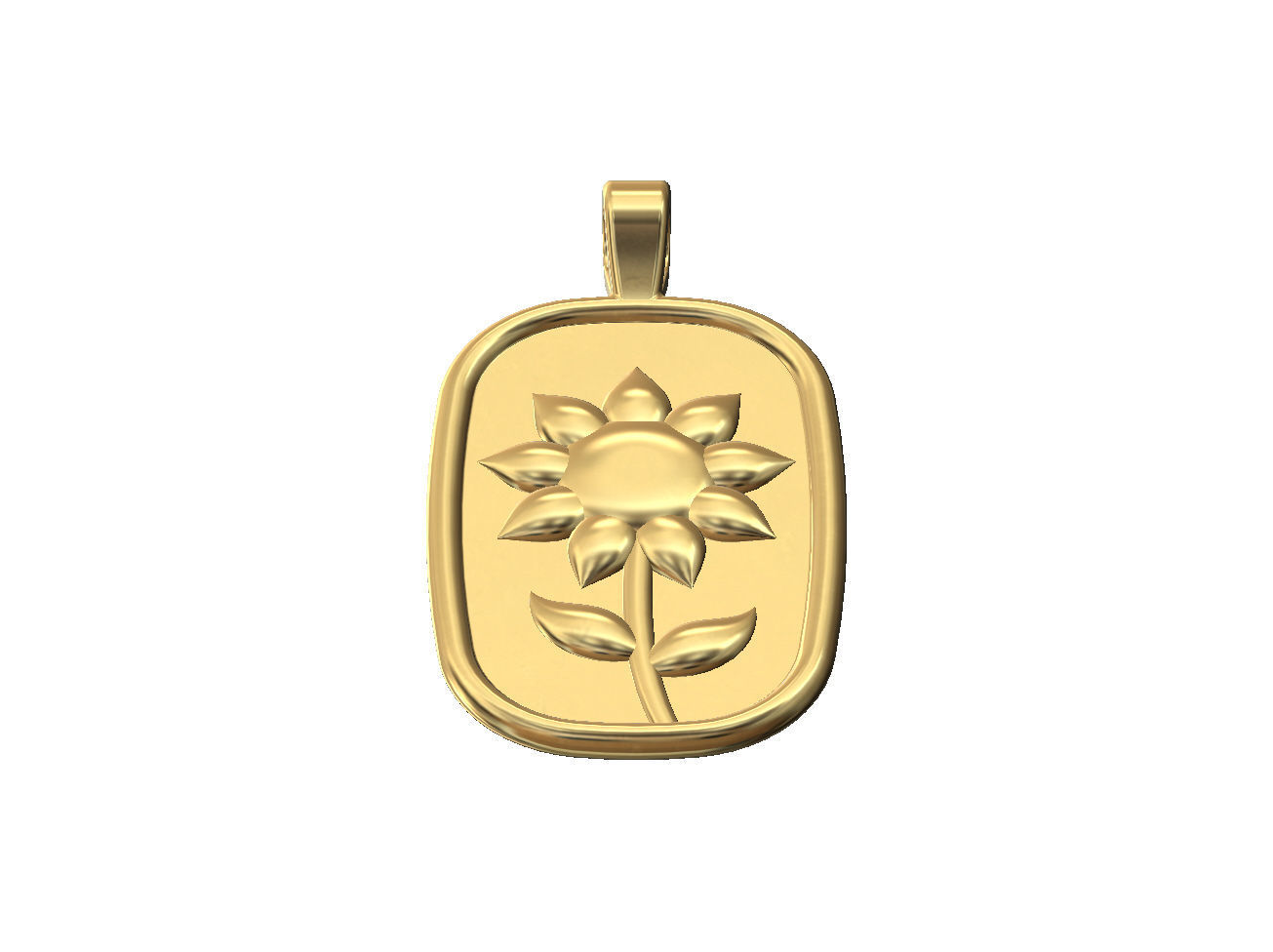 Sunflower relief pendant and charm 3D print model_2