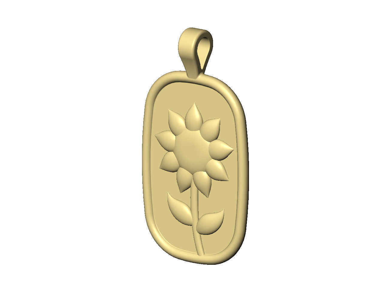 Sunflower relief pendant and charm 3D print model_4