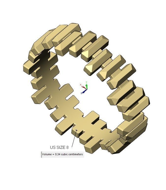 Faceted gold bar pattern band US size 6 7 8 3D print model_16