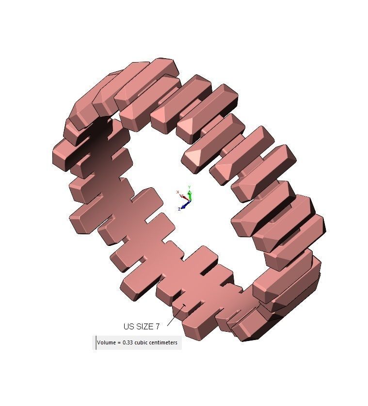 Faceted gold bar pattern band US size 6 7 8 3D print model_11